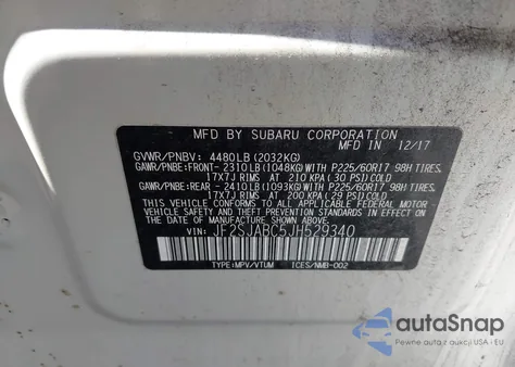 2018 Subaru Forester 2.5I from USA, damaged, VIN JF2SJABC5JH529340